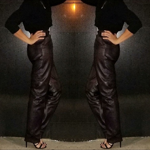 VINTAGE GRAPE LEATHER PANTS - Picture 1 of 5
